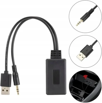 Automagnetola Bluetooth 5.0 adapteris radijui aux in mini jack 3.5 usb universalus