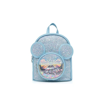 Children s Backpack With Sequins Mouse Ears Blue 22cm 3L