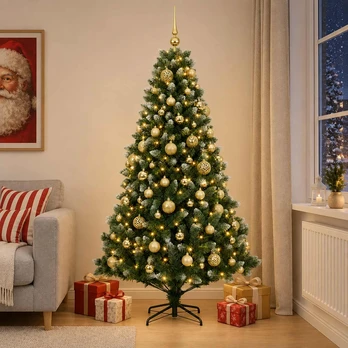 Dirbtinė Kalėdų eglutė su burbulais 210 cm 300 LED Šilta balta