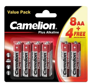 Baterijas camelion+ aa b12,8+4, alkaline