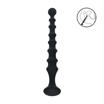 LEVELZ Ribbed Silicone Anal Probe Black - Flexible Flared Base Design