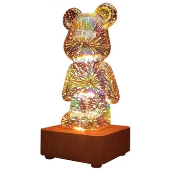 Stalinė lempa prie lovos LED 3D BEAR šviestuvas