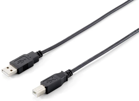 Equip USB Kabelis 2.0 A-B St/St 1.0m juodas Polybeutel