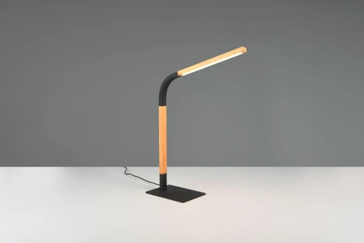 Norris LED table lamp matt black/wood gaismeklis