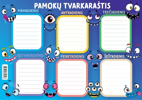 Pamokų tvarkaraštis, A4, 200gsm