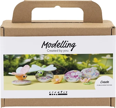 Creative - Mini Craft Kit Modelling, Stone with insect, grey, light pink, light turquoise, 1 pack - ()