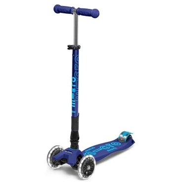 Triratis paspirtukas Micro Maxi Deluxe Foldable LED, mėlynas