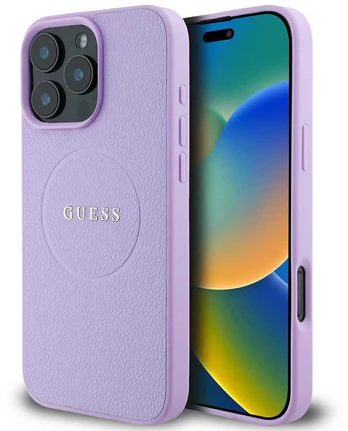 Dėklas Guess PU Grained Classic Logo MagSafe Case for iPhone 16 Pro Max Violetinė