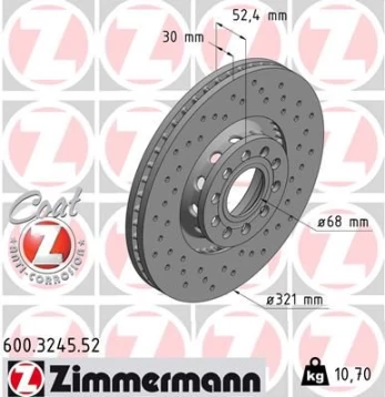 Stabdžių diskas ZIMMERMANN 600.3245.52