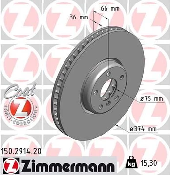 Stabdžių diskas ZIMMERMANN 150.2914.20