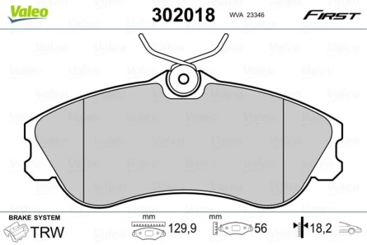 Stabdžių trinkelių rinkinys, diskinis stabdys VALEO 302018