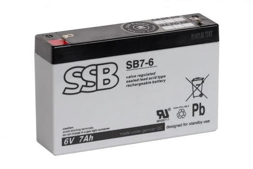 Akumuliatorius (AGM) SSB SB (7Ah, 6V, F1, VRLA)