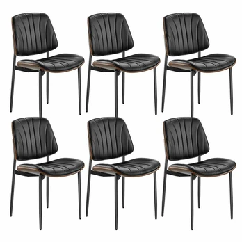 Modernios valgomojo kėdės - 6 vnt., oda