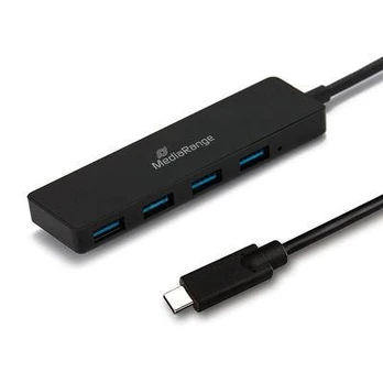 Šakotuvas MediaRange USB 3.0 HUB 1:4 Type-C auf USB bus-powered sw