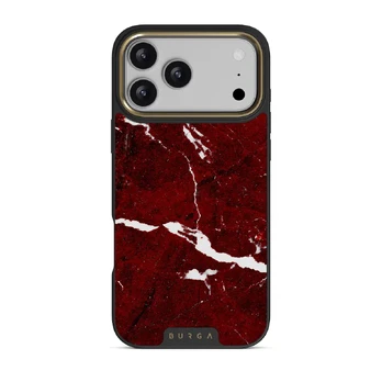 Iconic Red Ruby - Marble iPhone 17 Pro Max Case, Elite Dark (MagSafe) / Gold
