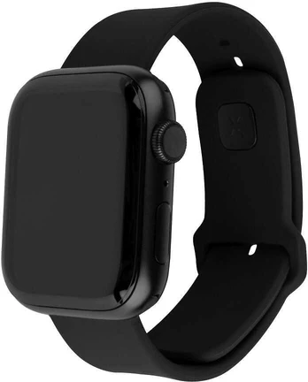 Fixed älykellon silikoniranneke, Apple Watch 42 / 44 / 45 mm, musta