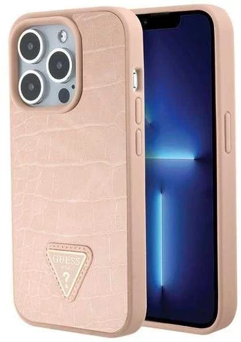 Dėklas Guess GUHCP15XPCRTHCP iPhone 15 Pro Max rožinis|pink hardcase Croco Triangle Metal Logo