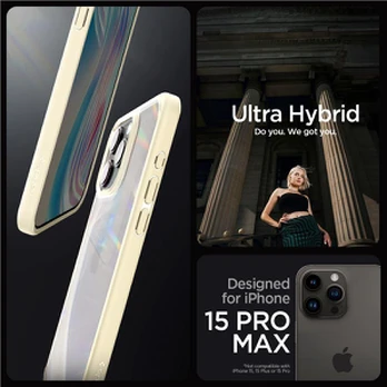 Dėklas Spigen Crystal Hybrid, Kreminė - iPhone 15 Pro Max