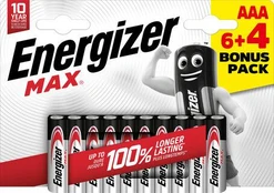 Energizer MAX AAA 6+4 zdarma 1.5V alkalické