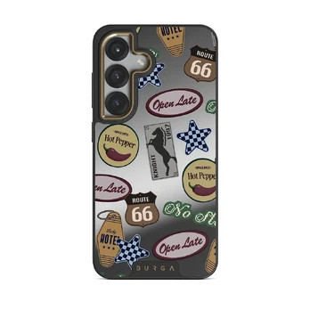 Open Late - Samsung Galaxy S25 Case, Elite Mirror Dark (Magnetic) / Gold