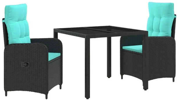Lauko valgomojo komplektas 3 pcs poliratanas