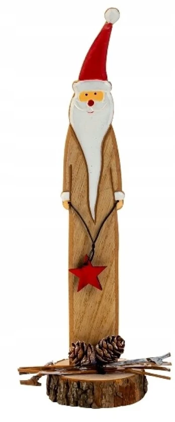 Medinis Kalėdų Senelis su pagrindu, 24 cm