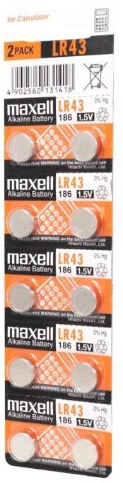 Maxell Bateria LR43 10 vnt.