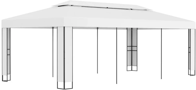 Pavėsinė su dvigubu stogu, baltos spalvos, 3x6m