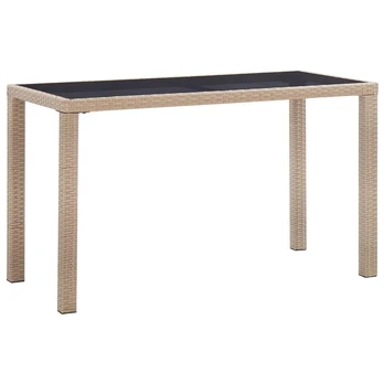 Sodo stalas, kreminis, 123x60x74cm, poliratanas