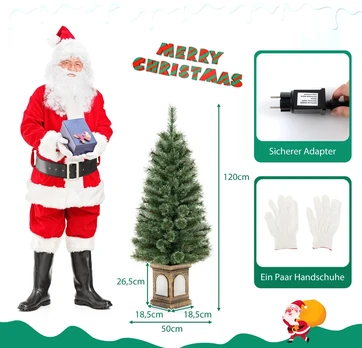 Promotion 120 cm dirbtinė eglutė vazonėlyje su LED ir laikmačiu