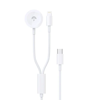 USB kabelis Dudao A12MAX-2in1 USB-C to iWatch/Lightning 20W 1.2m baltas