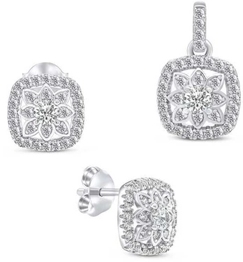 Brilio Silver Shiny sidabrinis jewelry set with zircons SET217W