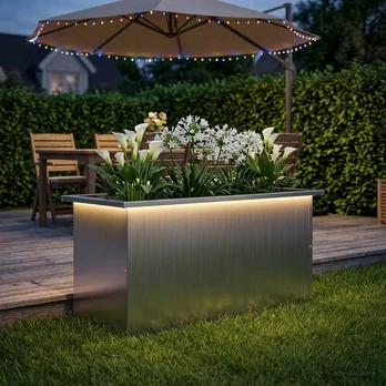 Sodo vazonas su LED Sidabrinė 40 x 80 x 40 cm