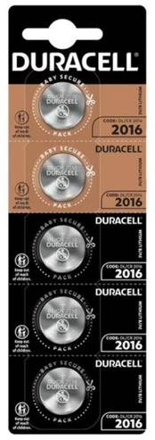 DURACELL BUTTON BATTERY LITIO CR2016 3V 5 VIENETAS