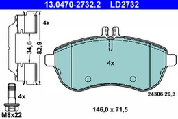 ATE 13.0470-2732.2 Brake pad set