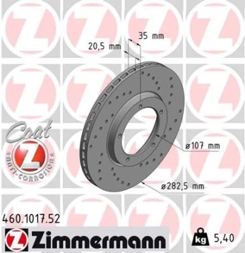 Stabdžių diskas ZIMMERMANN 460.1017.52