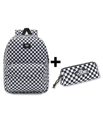 Rinkinys Vans – kuprinė OLD SKOOL CHECK + penalas juoda/balta