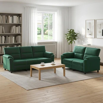 Sofa Sofos komplektas 2 vnt. Tamsiai žalia Aksomas