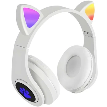Malatec Belaidės „Bluetooth“ ausinės su LED ausimis Baltas