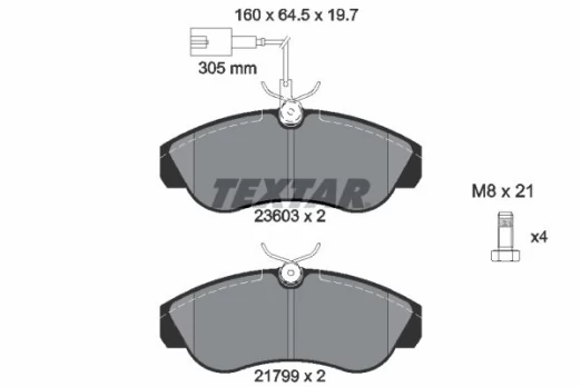 Stabdžių trinkelių rinkinys, diskinis stabdys TEXTAR 2360301