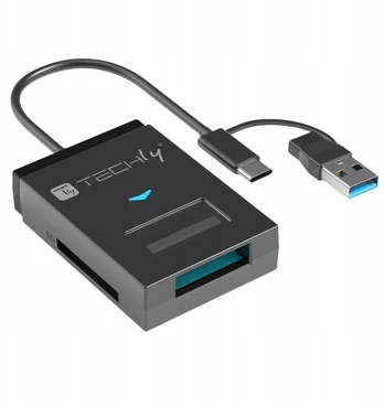 Techly USB-A/C keitiklis NVMe/SATA M.2 diskams su SD/TF skaitytuvu