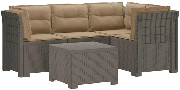 4 Vietų Sodo Sofa su Pagalvėlėmis Ratanų Imitacija PP