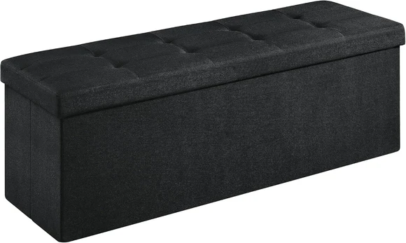 SONGMICS sandėliavimo suoliukas 110 x 38 x 38 cm, 131 l, juodas, LSF077B01