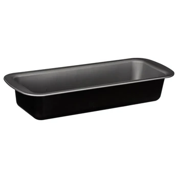 Rectangular metal baking mold, 35 x 13.5 x 6 cm, juodas