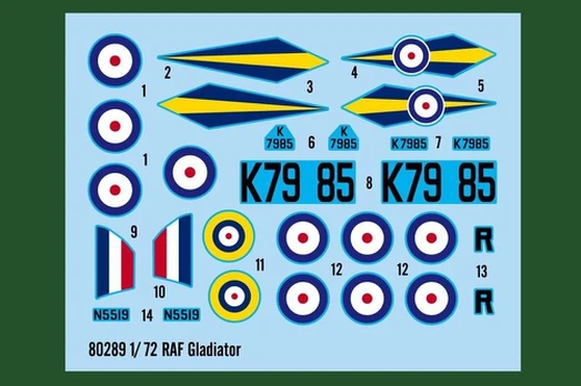 Hobbyboss 1:72 mastelio raf gladiator modelio rinkinys (pilkas)