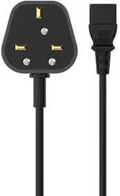 Laikiklis Sinox 3-pin strømkabel med UK stik. 1,8m. Sort