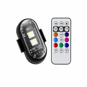 Mini belaidės automobilio LED interjero lempos RGB, 1 vnt.