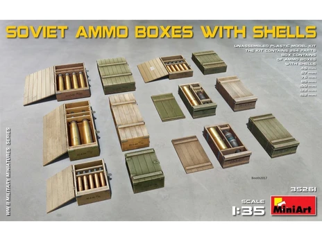1/35 sovietinių šaudmenų dėžės su sviediniais – plastikinis modelis 14+