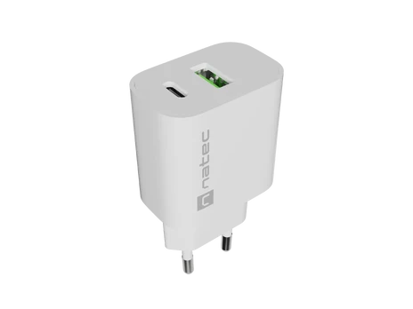 WALL CHARGER NATEC RIBERA 1X USB-A + 1X USB-C 20W WHITE
