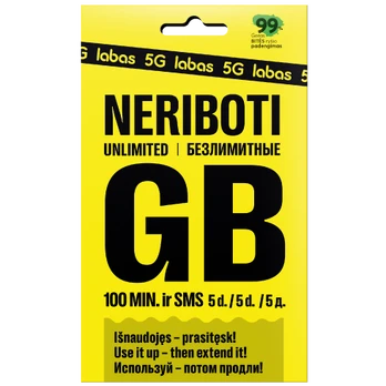 LABAS pakuotė NERIBOTI GB + 100 MIN. + 100 SMS